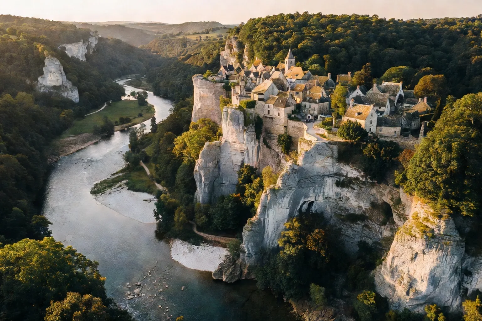 La vallée de la Dordogne vue depuis les hauteurs du Périgord Noir en automne