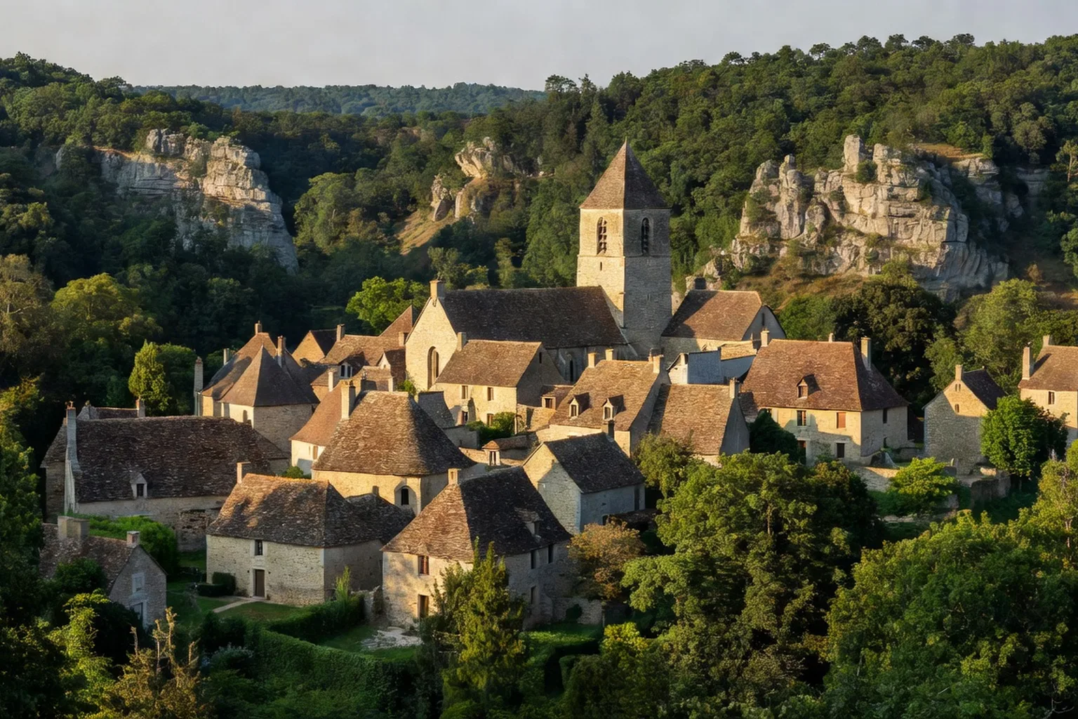 Panorama sur le village de Sainte-Mondane et la vallée de la Dordogne